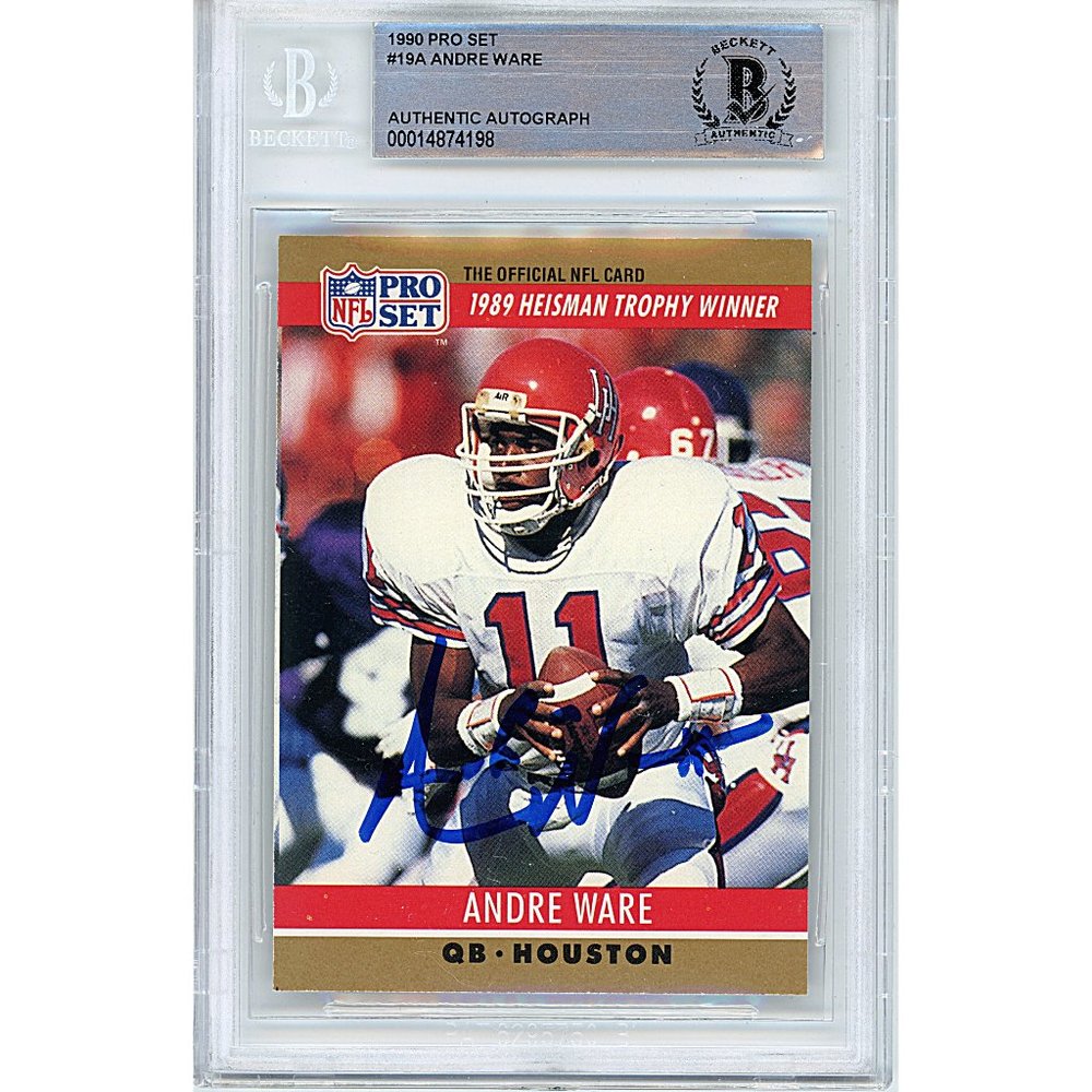 Andre Ware Signed 1990 Pro Set Football Card Beckett Houston Cougars Autograph
